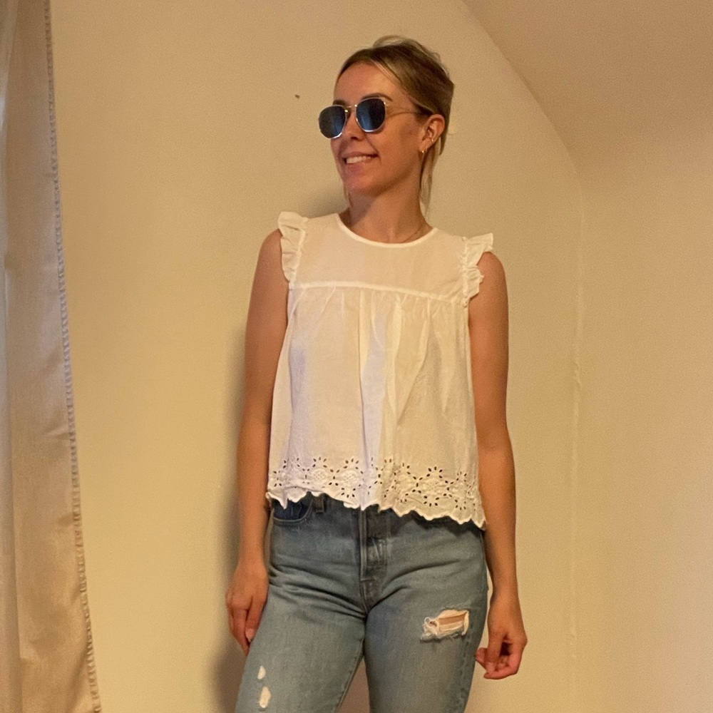 Sleeveless Eyelet Top